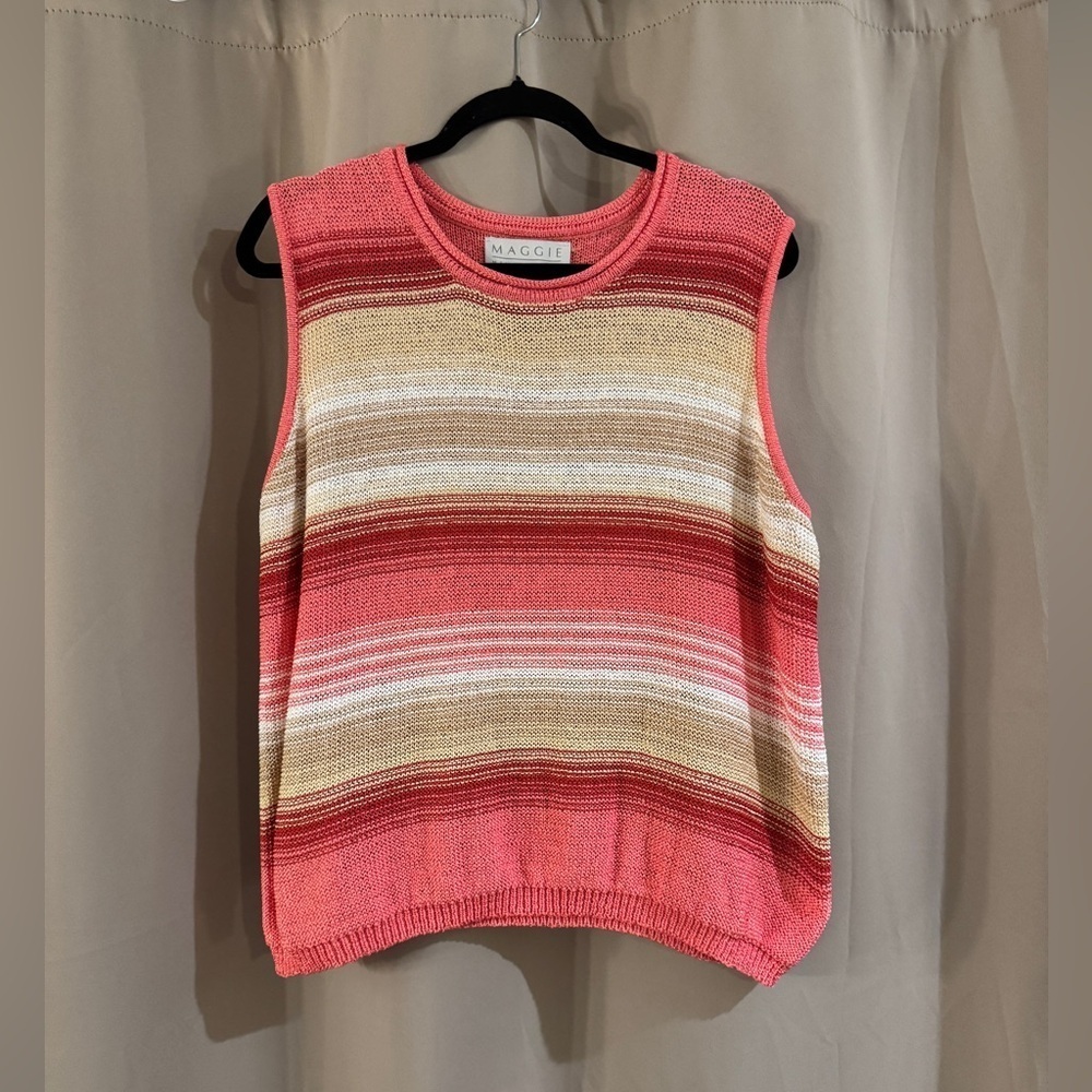 Women's Maggie Striped Sweater Vest - Pink and Cream